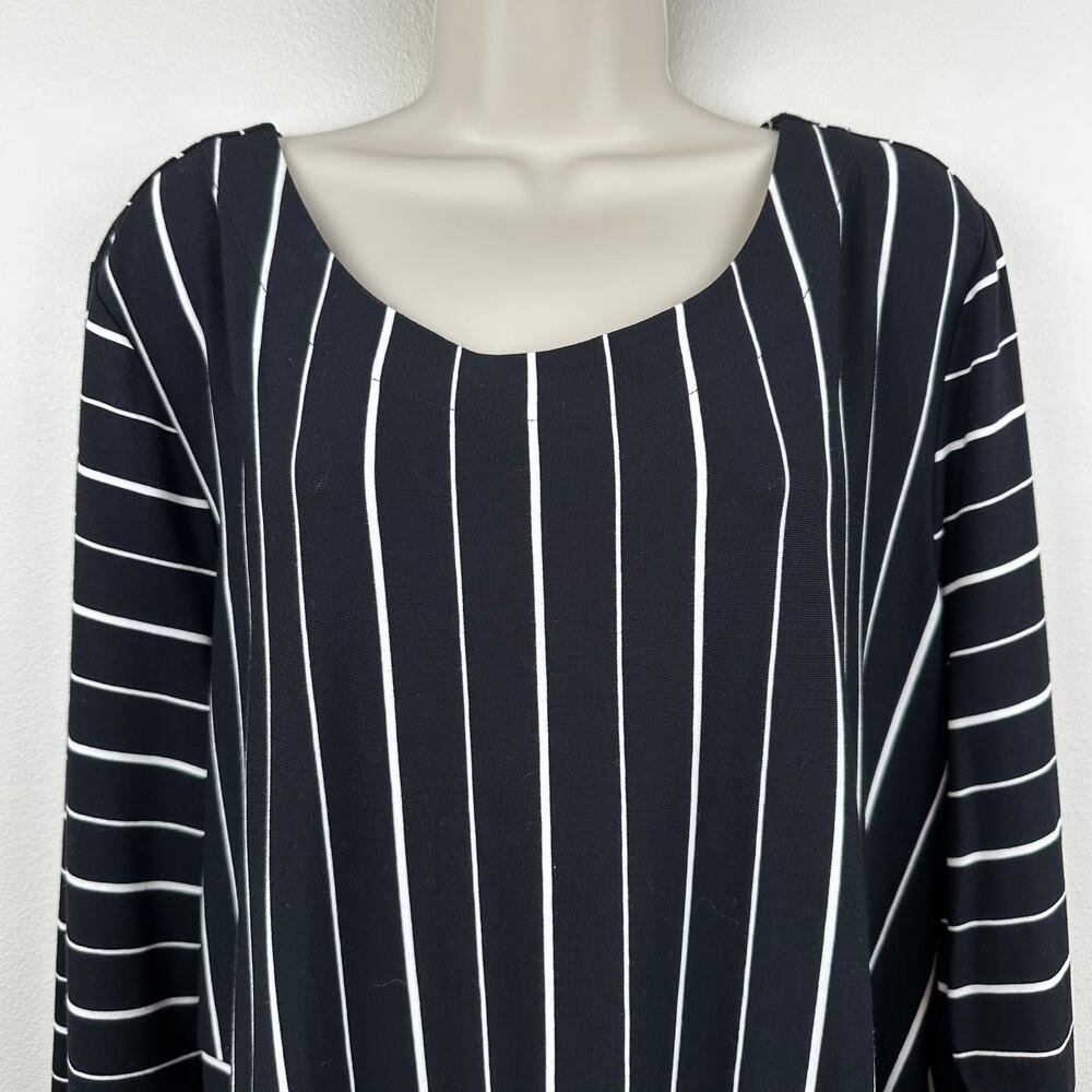 Habitat Swing Dress 3/4 Sleeve Striped Black 1X Pocket Travel Office Classic - Picture 4 of 11